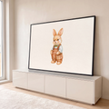 Quadro Decorativo Grande Coelhinho para Quarto de Bebê | quadros decorativos para sala | coelho em aquarela com suspensório xadrez, camisa azul e gravata borboleta verde | em Quadros para Quarto de Bebê | Porao dos Quadros