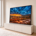 Quadro Decorativo Grande Paisagem de Outono para Sala Azul | quadros decorativos para sala | paisagem de outono com rio, ponte de pedra e céu azul dramático ao entardecer | em Quadros para Sala | Porao dos Quadros