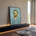 Quadro Decorativo Grande Autorretrato de van para Sala Azul | quadros decorativos para sala | autorretrato de homem com barba ruiva e fundo azul em espirais | em Quadros para Sala | Porao dos Quadros