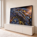 Quadro Decorativo Grande Textura Rachada para Sala Preto | quadros decorativos para sala | textura preta rachada com veios dourados e luzes bokeh desfocadas ao fundo | em Quadros para Sala | Porao dos Quadros