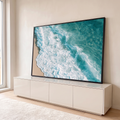 Quadro Decorativo Ondas do Mar Vistas de Cima em Azul | quadros decorativos para sala | vista aérea de onda azul-turquesa quebrando em espuma branca na areia | em Quadros para Sala | Porao dos Quadros