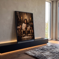 Quadro Decorativo Grande Última Ceia Velas Acesas para Sala | quadros decorativos para sala | homem em oração com mãos postas diante de cálice dourado e velas | em Quadros para Sala | Porao dos Quadros