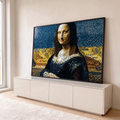 Quadro Decorativo Grande Mona Lisa em Mosaico para Sala Azul | quadros decorativos para sala | retrato de mulher em mosaico de azulejos azuis e dourados, estilo Mona Lisa | em Quadros para Sala | Porao dos Quadros