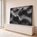 Quadro Decorativo Grande Ondas Abstratas para Sala Preto | quadros decorativos para sala | padrão abstrato de linhas onduladas preto e branco com efeito tridimensional | em Quadros para Sala | Porao dos Quadros