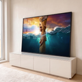 Quadro Decorativo Grande Mãos se Segurando para Sala Azul | quadros decorativos para sala | mão segurando pulso na linha d'água do mar sob céu de pôr do sol dramático | em Quadros para Sala | Porao dos Quadros