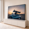 Quadro Decorativo Grande Carro Automóvel para Sala Azul | quadros decorativos para sala | carro esportivo azul claro com aerofólio preto contra céu de pôr do sol | em Quadros para Sala | Porao dos Quadros