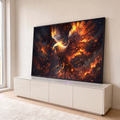 Quadro Decorativo Grande Ave em Chamas para Sala Laranja | quadros decorativos para sala | águia em chamas com asas abertas em tons de laranja e dourado sobre fundo escuro | em Quadros para Sala | Porao dos Quadros