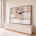 Quadro Decorativo Águia em Voo sobre Fundo Abstrato Bege | quadros decorativos para sala | águia em voo com asas abertas sobre fundo abstrato bege e cinza | em Quadros para Sala | Porao dos Quadros