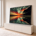 Quadro Decorativo Grande Pôr do Sol Lago para Sala Vermelho | quadros decorativos para sala | pôr do sol vermelho e laranja refletido num lago calmo com árvores escuras | em Quadros para Sala | Porao dos Quadros