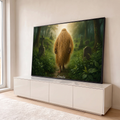 Orixá Omolu coberto por manto de palha caminhando em cemitério na mata verde enevoada, quadro decorativo