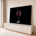 Quadro Decorativo Grande Taça Splash para Área Gourmet | quadros decorativos para sala | taça de vinho tinto com splash e gotas em fundo preto | em Quadros para Área Gourmet | Porao dos Quadros