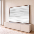 Quadro Decorativo Grande Textura Branca para Sala Branco | quadros decorativos para sala | textura branca com linhas horizontais em relevo e sombras suaves | Porao dos Quadros