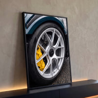 Quadro Decorativo Grande Roda Esportiva para Escritório Azul - Borda Infinita / 100x65cm