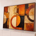 Quadro Decorativo Grande Abstrato Geométrico Ocre para Sala | quadros decorativos para sala | arcos e círculos geométricos em tons de terracota, ocre e preto | Porao dos Quadros