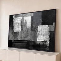 Quadro Decorativo Grande Abstrato Texturizado para Sala - Borda Infinita / 65x100cm
