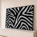 Quadro Decorativo Grande Textura de Zebra para Sala Preto | quadros decorativos para sala | textura de pelagem de zebra em preto e branco com listras em zigue-zague | Porao dos Quadros