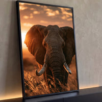 Quadro Decorativo Grande Elefante com Presas para Sala - Borda Infinita / 100x65cm