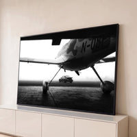 Quadro Decorativo Grande Porsche Sob Asa de Avião para Sala - Borda Infinita / 65x100cm