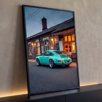 Quadro Decorativo Grande Porsche Clássico para Sala Verde - Borda Infinita / 100x65cm