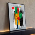 Quadro Decorativo Grande Rosto Cubista para Sala Verde | quadros decorativos para sala | rosto cubista de perfil em verde, vermelho e amarelo com formas geométricas coloridas | Porao dos Quadros