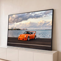 Quadro Decorativo Grande Porsche Widebody para Sala - Borda Infinita / 65x100cm