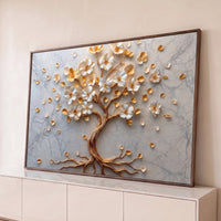 Quadro Decorativo Grande Árvore da Vida para Sala Branco - Borda Infinita / 65x100cm