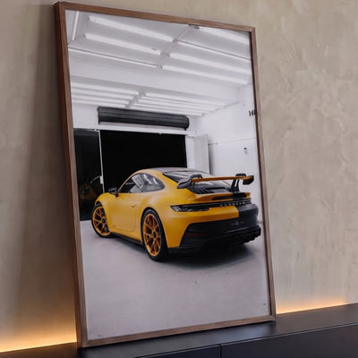 Quadro Decorativo Grande Rodas Douradas para Sala Amarelo