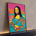 Quadro Decorativo Grande Tela de Pinturas para Sala Rosa | quadros decorativos para sala | Mona Lisa em estilo pop art com cores rosa, amarelo, laranja e turquesa | Porao dos Quadros