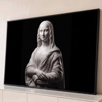Quadro Decorativo Grande Mona Lisa para Sala Branco - Borda Infinita / 65x100cm