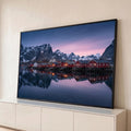 Quadro Decorativo Grande Paisagem para Sala Vermelho | quadros decorativos para sala | vila de casas vermelhas à beira d'água com montanhas nevadas ao entardecer | Porao dos Quadros