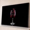 Quadro Decorativo Grande Taça Splash para Área Gourmet | quadros decorativos para sala | taça de vinho tinto com splash e gotas em fundo preto | Porao dos Quadros