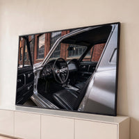 Quadro Decorativo Grande Volante Carro para Escritório Preto - Borda Infinita / 65x100cm
