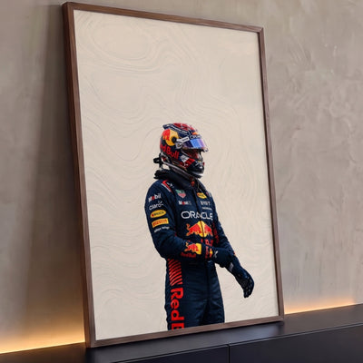 Quadro Decorativo Grande Piloto de Corrida Azul para Sala
