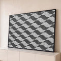 Quadro Decorativo Grande Mosaico Geométrico para Sala Preto | quadros decorativos para sala | mosaico geométrico em preto, branco e cinza formando losangos repetidos | Porao dos Quadros