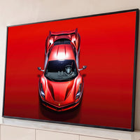 Quadro Decorativo Grande Carro Vista para Sala Vermelho - Borda Infinita / 65x100cm