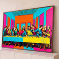 Quadro Decorativo Grande Santa Ceia Pop para Sala Rosa | quadros decorativos para sala | última ceia em estilo pop art com cores vibrantes rosa azul e laranja | Porao dos Quadros
