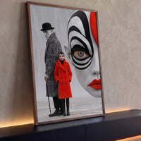 Quadro Decorativo Grande Máscara Surreal para Sala Branco - Borda Infinita / 100x65cm