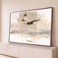 Quadro Decorativo Grande Águia Americana para Sala Marrom | quadros decorativos para sala | águia-de-cabeça-branca voando com asas abertas em pinceladas marrom e bege | Porao dos Quadros