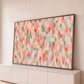 Quadro Decorativo Grande Abstrato em Pinceladas para Sala | quadros decorativos para sala | pinceladas abstratas em rosa, coral e verde-sálvia com textura densa | Porao dos Quadros