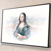 Quadro Decorativo Grande Mona Lisa Aquarela para Sala Branco - Borda Infinita / 65x100cm