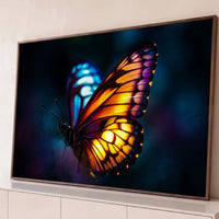 Quadro Decorativo Grande Borboleta com Asas para Sala - Borda Infinita / 65x100cm