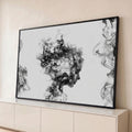 Quadro Decorativo Grande Rosto de Fumaça para Sala Preto | quadros decorativos para sala | perfil de rosto formado por fumaça preta sobre fundo branco | Porao dos Quadros
