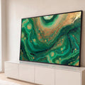 Quadro Decorativo Grande Abstrato Verde para Sala Verde | quadros decorativos para sala | abstrato fluido em verde esmeralda e dourado com efeito de pedra malaquita | Porao dos Quadros