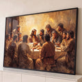 Quadro Decorativo Grande Última Ceia Mesa para Sala Marrom | quadros decorativos para sala | pintura da Última Ceia com Jesus e os apóstolos reunidos à mesa | Porao dos Quadros
