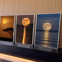 Quadro Decorativo Kit 3 Telas Três Fases para Sala Laranja - Borda Infinita / 65x40cm cada tela