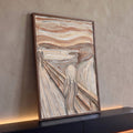 Quadro Decorativo Grande Grito de Edvard para Sala Bege | quadros decorativos para sala | figura gritando em tons bege inspirada em obra clássica expressionista | Porao dos Quadros