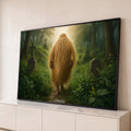 Orixá Omolu coberto por manto de palha caminhando em cemitério na mata verde enevoada, quadro decorativo