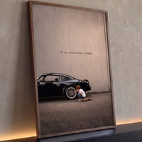 Quadro Decorativo Grande Carro e Menino para Escritório Bege - Borda Infinita / 100x65cm