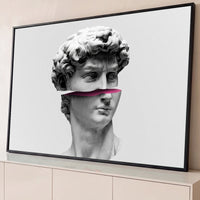 Quadro Decorativo Grande David Fatiado Rosa para Sala Branco - Borda Infinita / 65x100cm