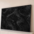 Quadro Decorativo Grande Pontos Brancos para Sala Preto | quadros decorativos para sala | padrão de pontos brancos formando ondas sobre fundo preto em estilo meio-tom | Porao dos Quadros